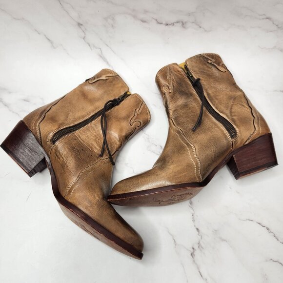 Free People New Frontier Western Boots Brown Leather Cowgirl Women's 8.5 (39) - Picture 6 of 11